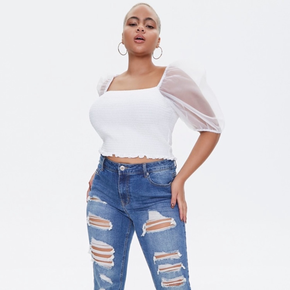 White puff sleeve top
